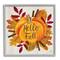 Stupell Industries Hello Fall Sentiment Orange Pumpkin Autumn Tree Leaves Gray Framed Wall Art, 12" x 12"